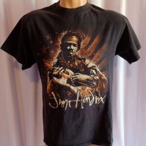 Zion Rootswear Jimi Hendrix Playing Guitar T-Shirt by Medium Black